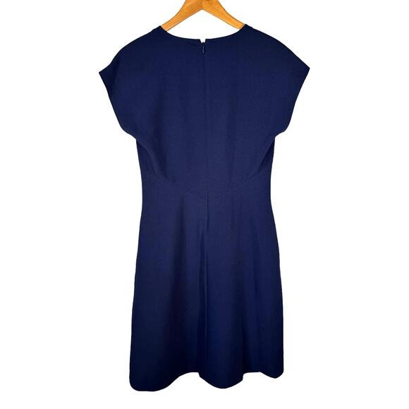Tahari ASL New Women's V Neck Front Twist Dress Navy Blue 4 Minimalist Classic - Picture 2 of 12